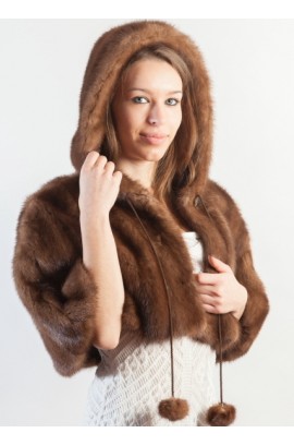 Mink fur shawl with hood